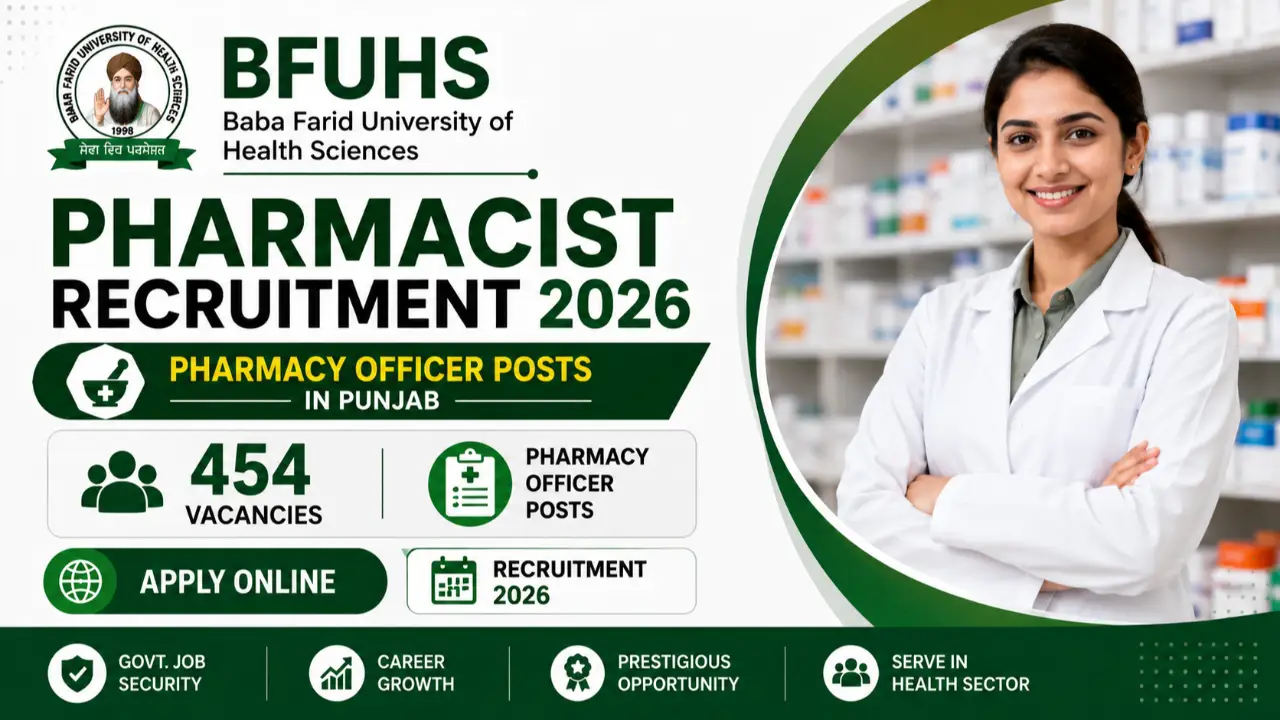 BFUHS Pharmacist Recruitment 2026: Apply Online for 454 Pharmacy Officer Posts in Punjab banner
