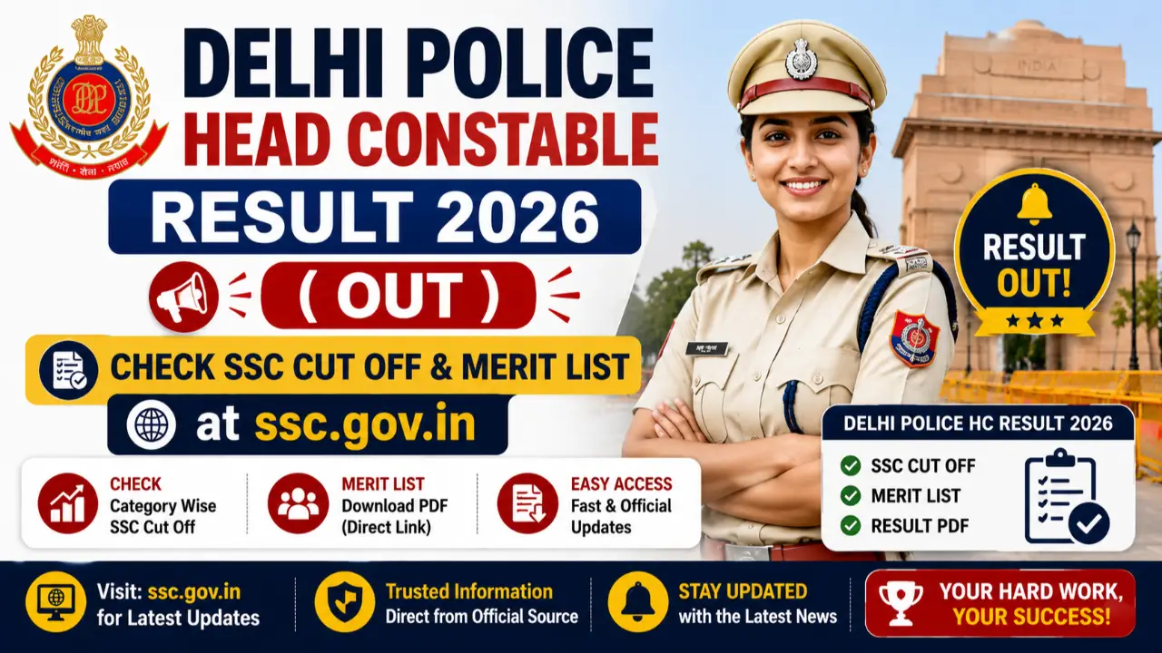 Delhi Police Head Constable Result 2026 (Out) Check SSC Cut Off & Merit List at ssc.gov.in banner