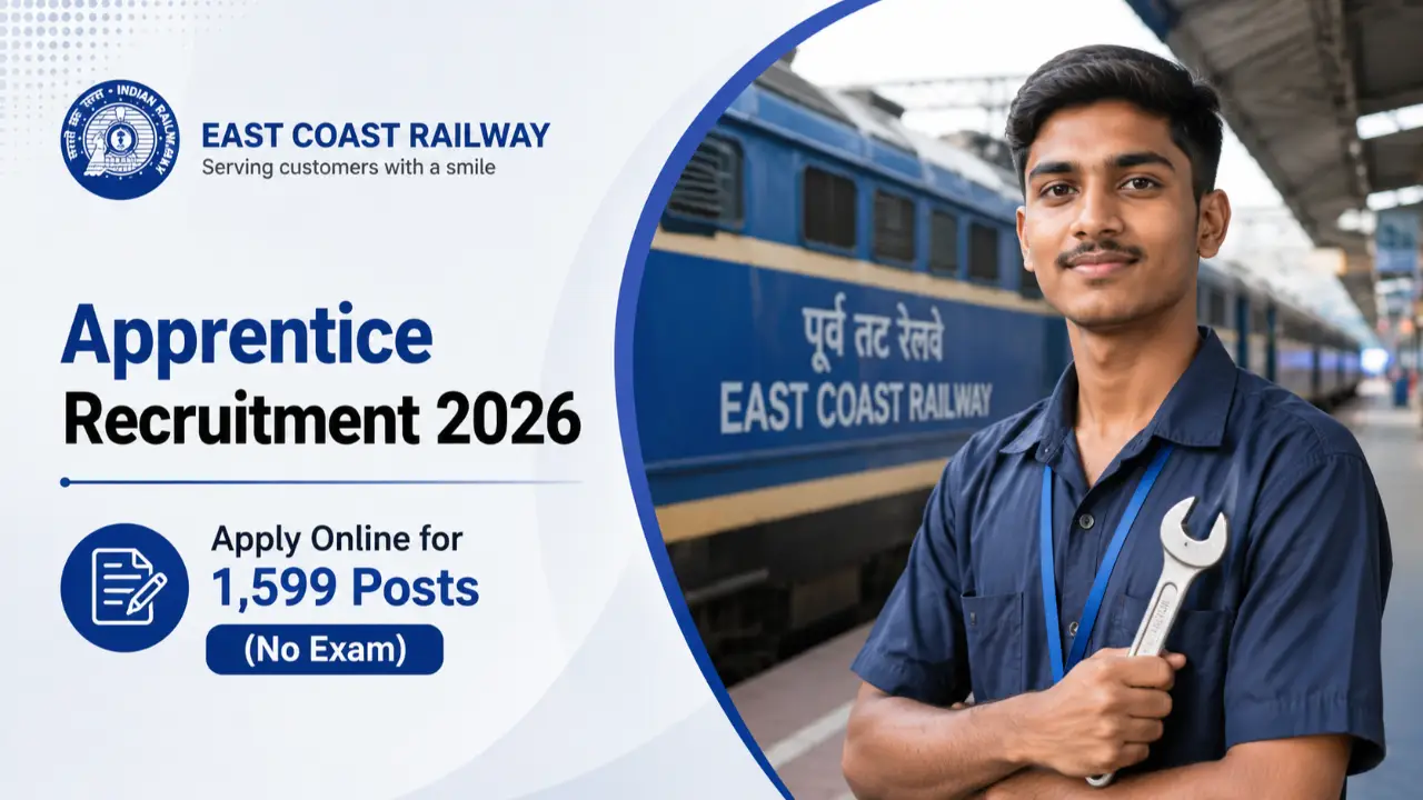 Railway Apprentice Recruitment 2026: Apply Online for 1,599 East Coast Railway Posts banner
