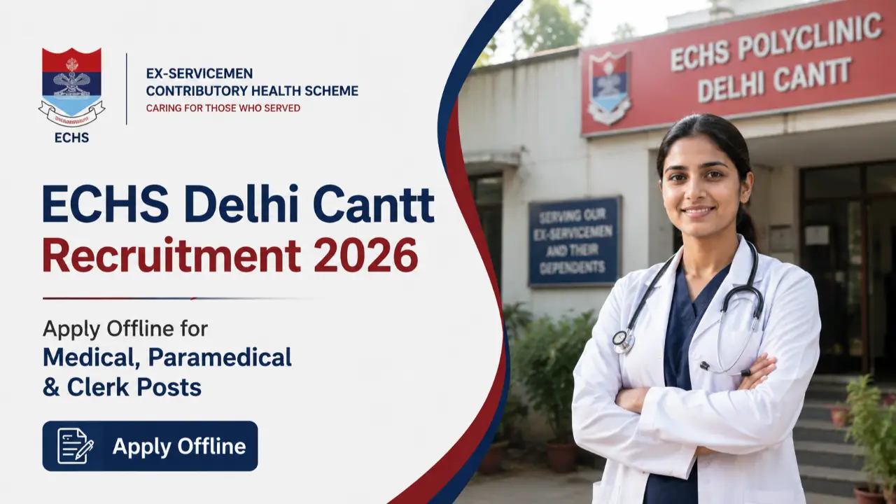 ECHS Delhi Cantt Recruitment 2026: Apply Offline for Medical, Paramedical & Clerk Posts banner
