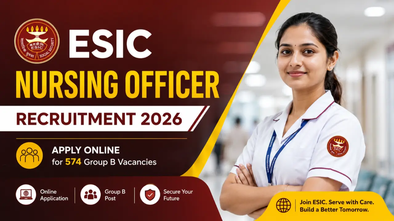 ESIC Nursing Officer Recruitment 2026: Apply Online for 574 Group B Vacancies banner