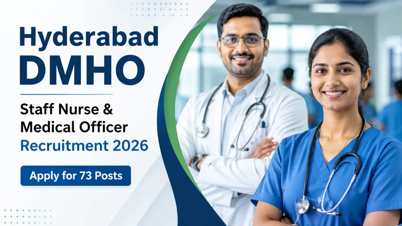 Hyderabad DMHO Staff Nurse & Medical Officer Recruitment 2026: Apply for 73 Posts banner