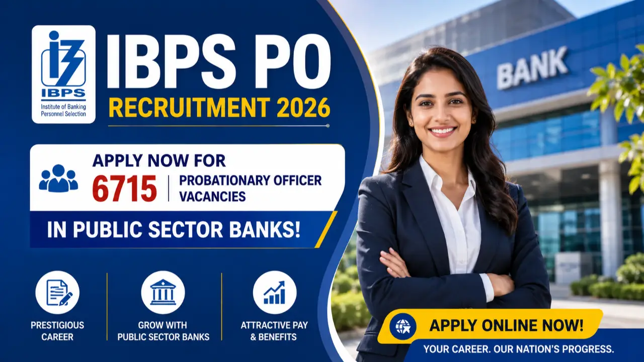 IBPS PO Recruitment 2026: Apply Now for 6715 Probationary Officer Vacancies in Public Sector Banks banner