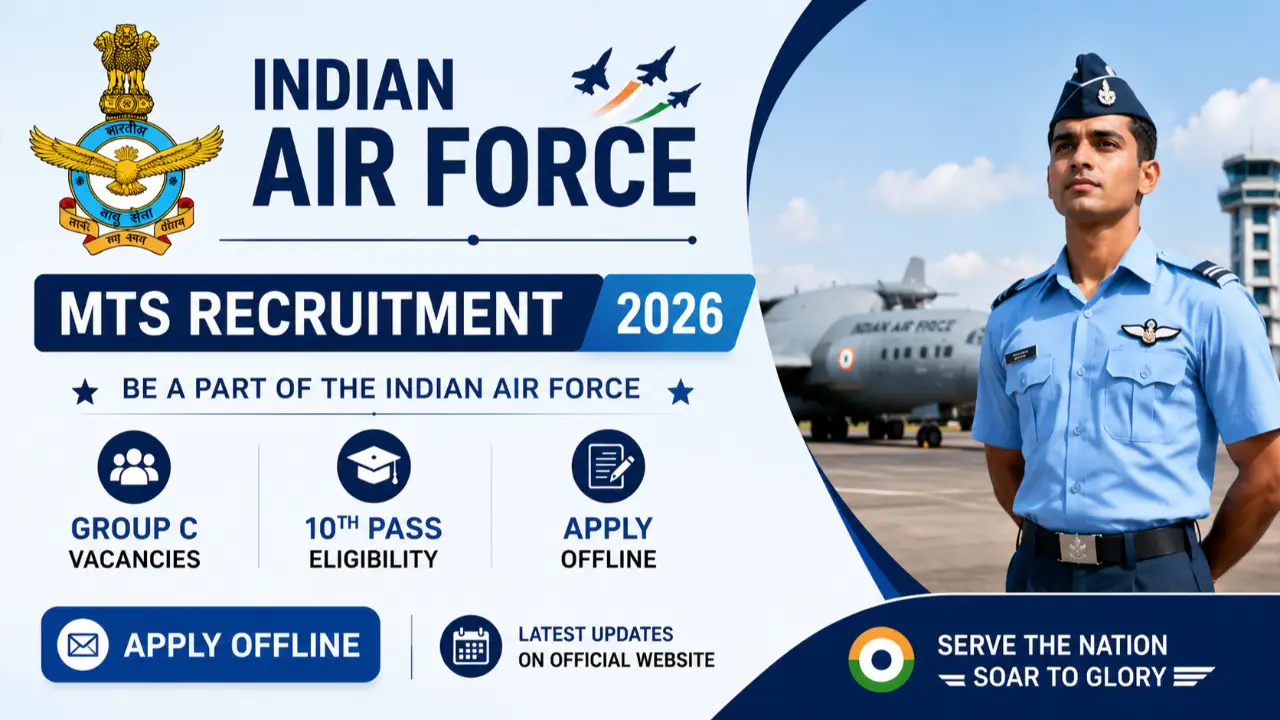 Indian Air Force MTS Recruitment 2026: Apply Offline for 10th Pass Group C Vacancies banner