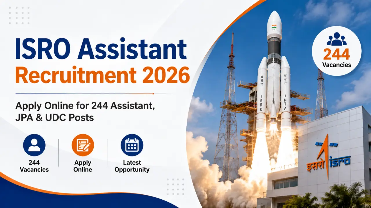 ISRO Assistant Recruitment 2026: Apply Online for 244 Assistant, JPA & UDC Posts banner