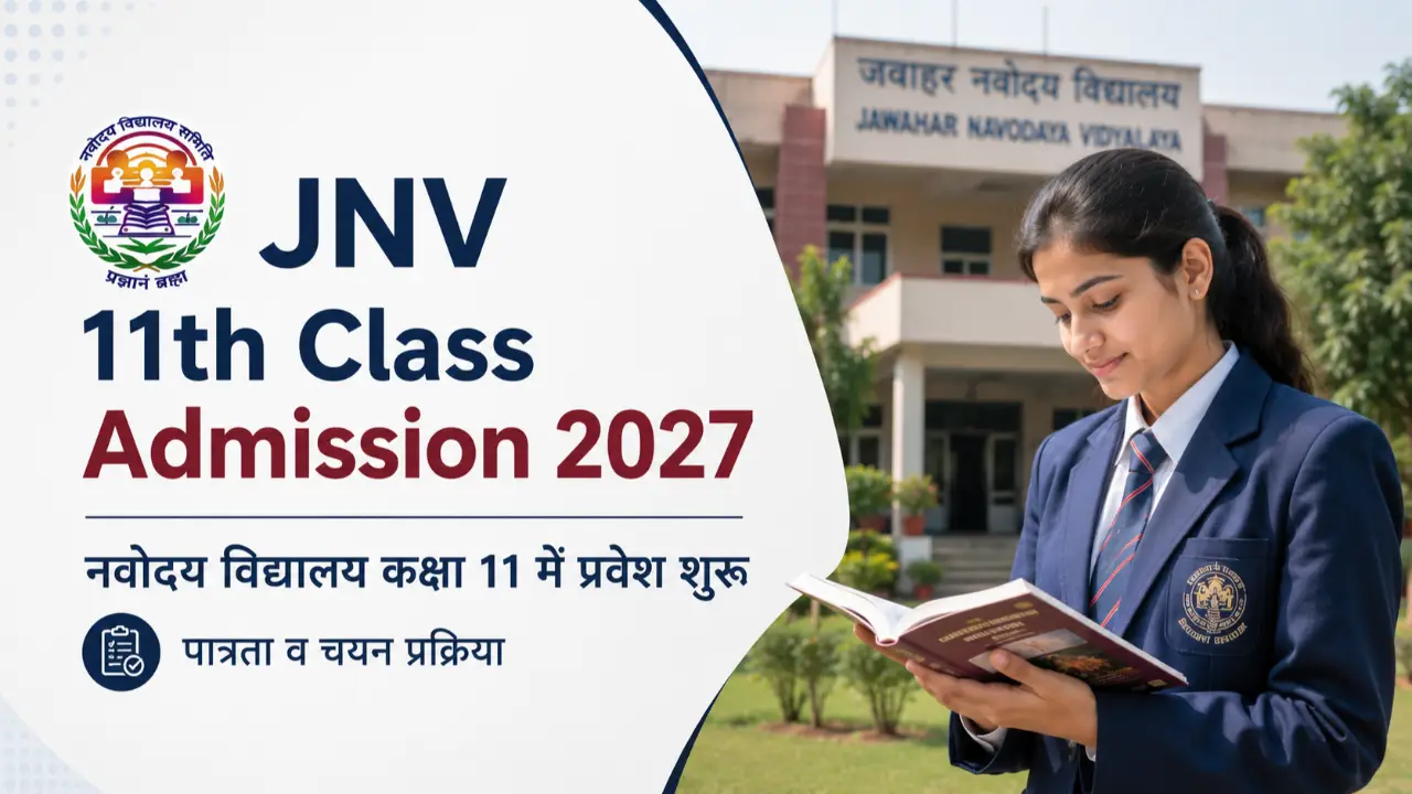 JNV 11th Class Admission 2027: नवोदय विद्यालय कक्षा 11 में प्रवेश शुरू, पात्रता व चयन प्रक्रिया banner