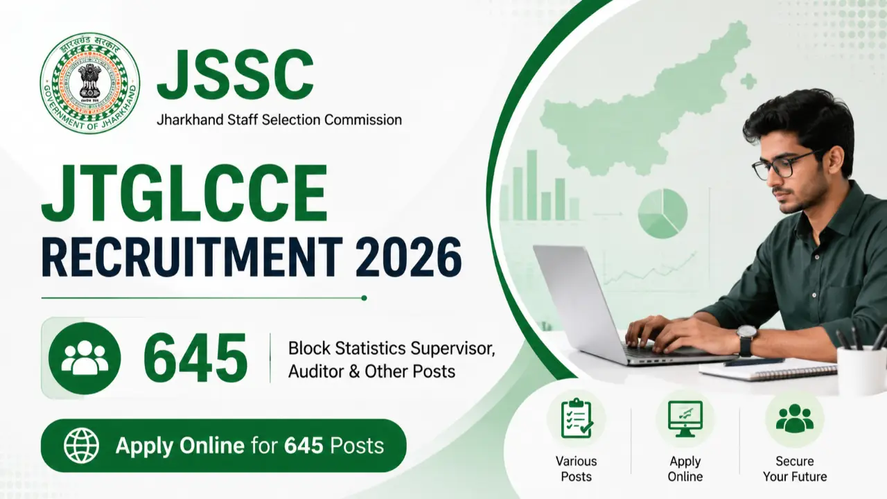 JSSC JTGLCCE Recruitment 2026: Apply Online for 645 Block Statistics Supervisor, Auditor & Others banner