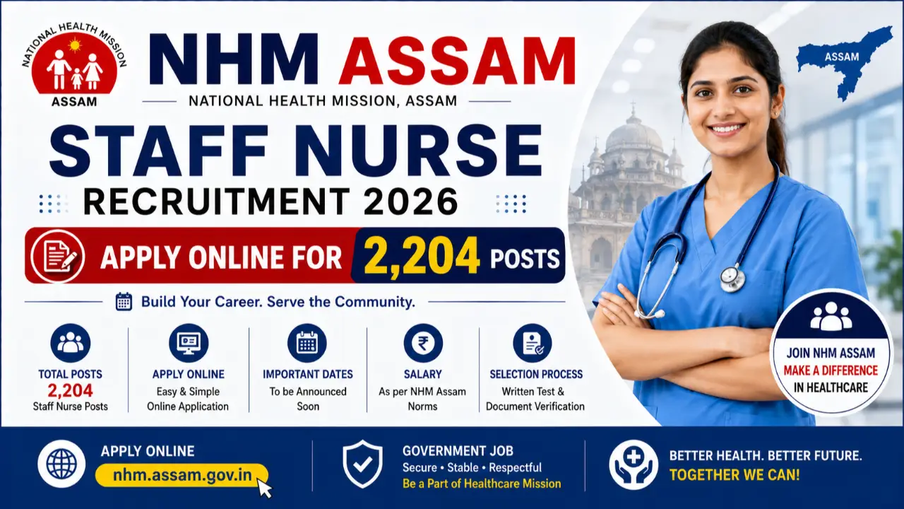NHM Assam Staff Nurse Recruitment 2026: Apply Online for 2,204 Posts banner
