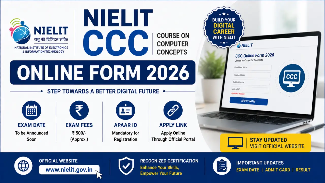 NIELIT CCC Online Form 2026: Exam Date, Fees & APAAR ID Apply Link banner