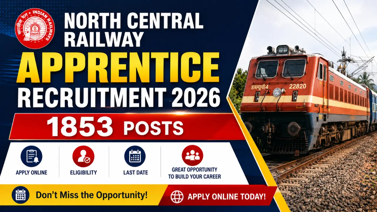 North Central Railway Apprentice Recruitment 2026: 1853 Posts, Apply Online, Eligibility, Last Date banner