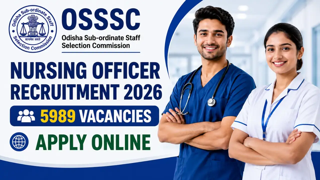 OSSSC Nursing Officer Recruitment 2026: Apply Online for 5989 Nursing Officer Vacancies in Odisha banner