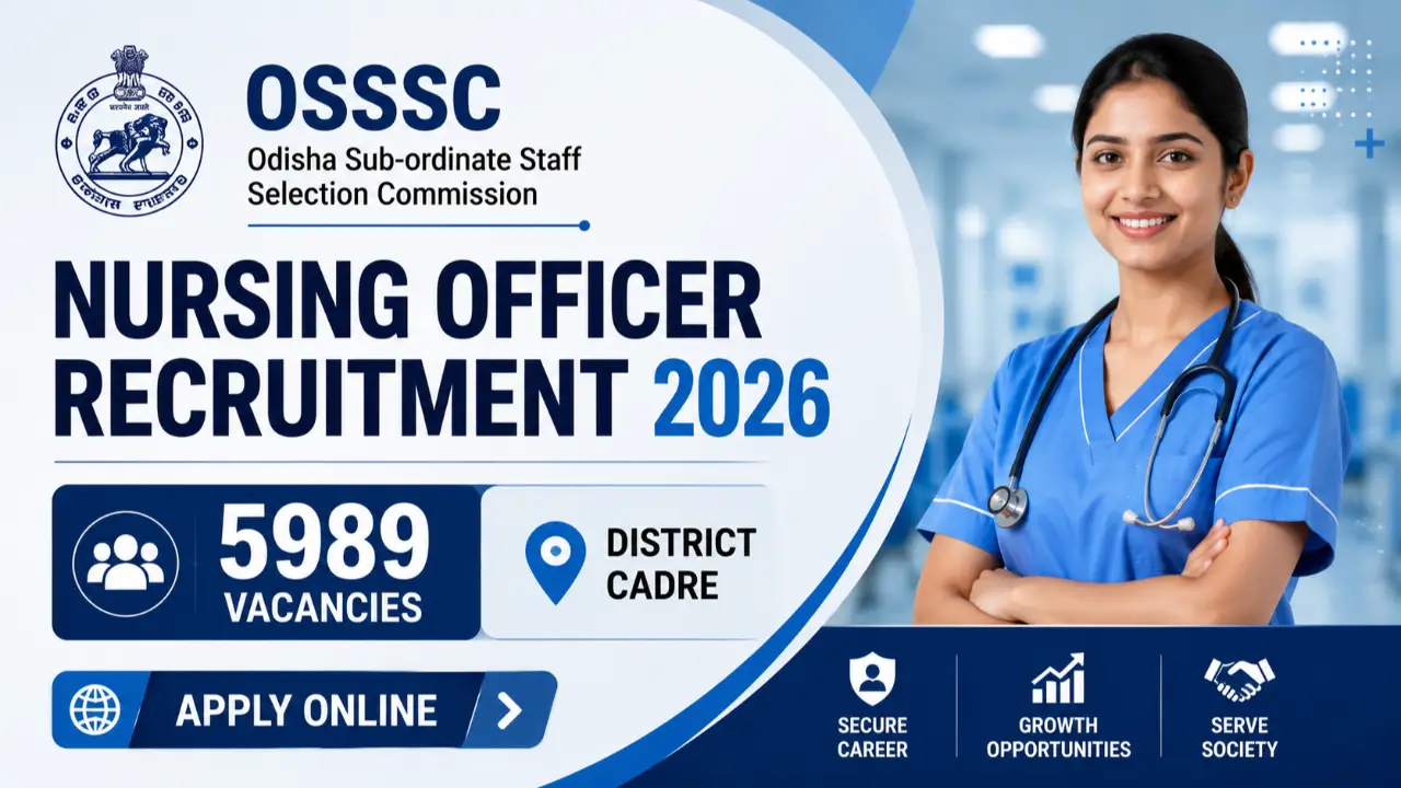 OSSSC Nursing Officer Recruitment 2026: Apply Online for 5989 District Cadre Vacancies banner