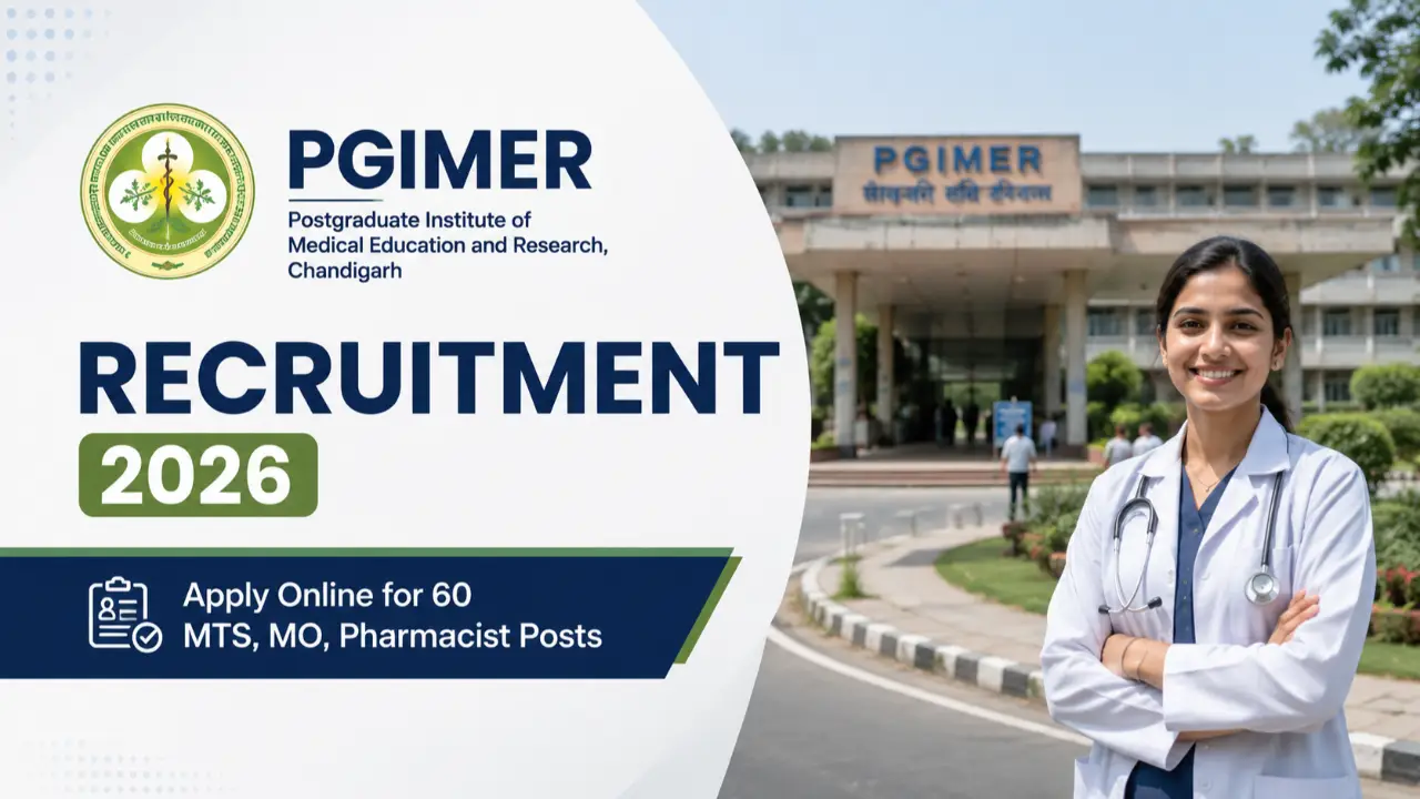 PGIMER Chandigarh Recruitment 2026: Apply Online for 60 MTS, MO, Pharmacist Posts banner