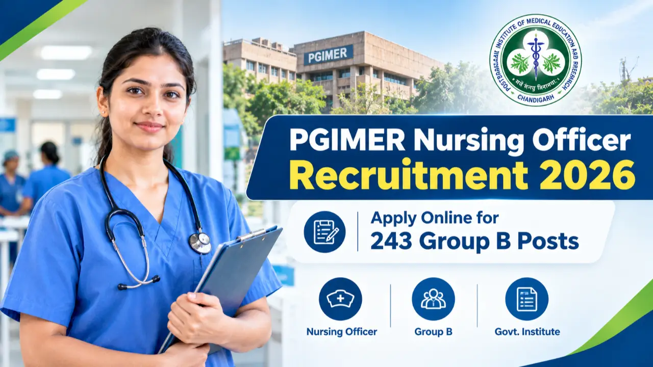 PGIMER Nursing Officer Recruitment 2026: Apply Online for 243 Group B Posts banner