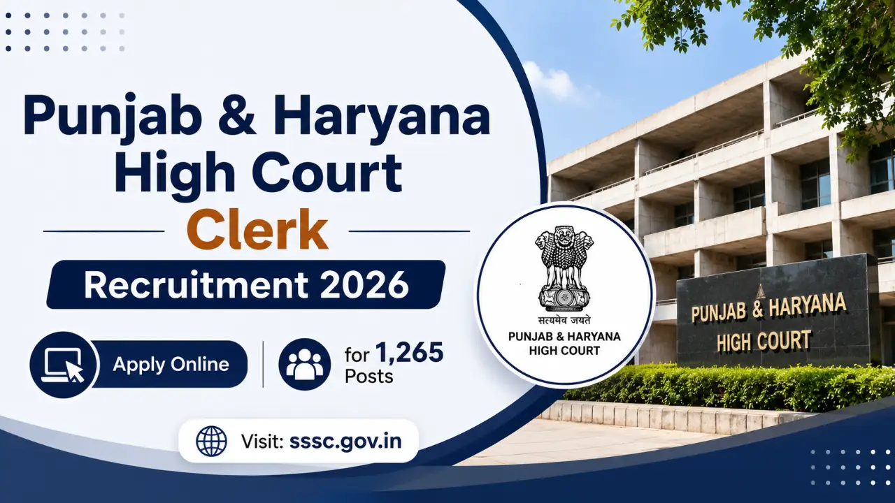 Punjab & Haryana High Court Clerk Recruitment 2026: Apply Online for 1,265 Posts at sssc.gov.in banner
