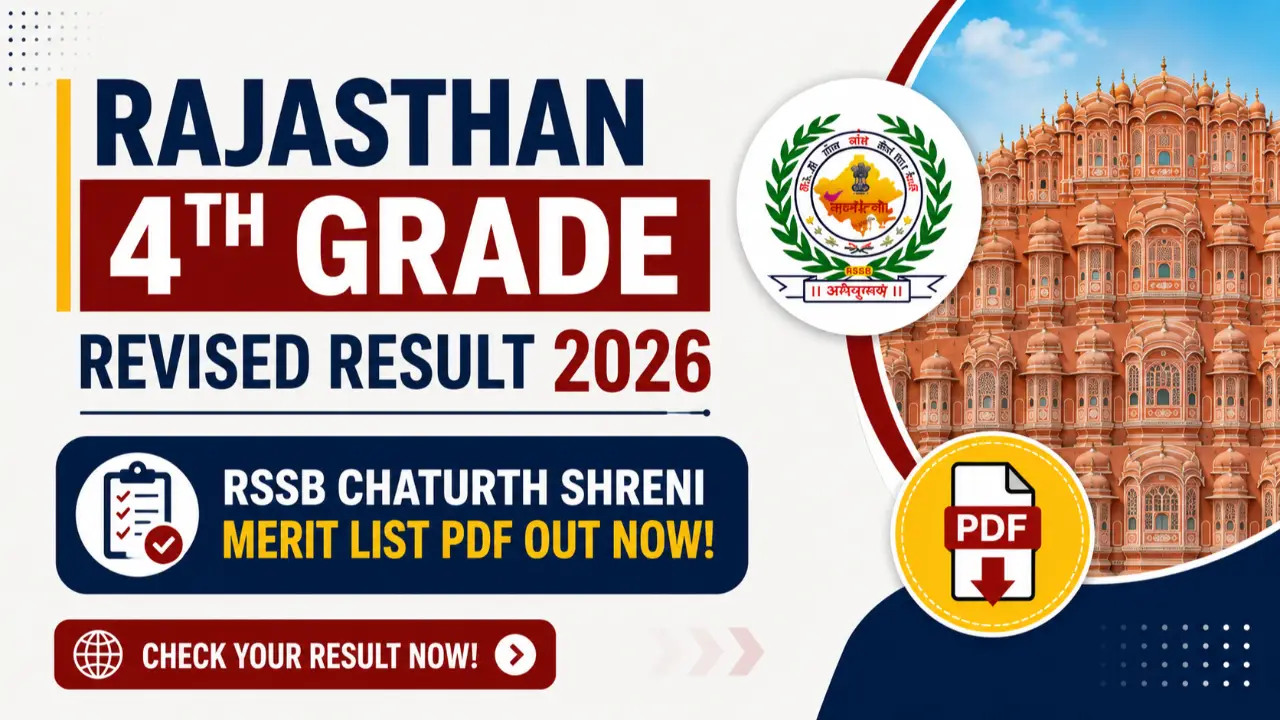 Rajasthan 4th Grade Revised Result 2026: RSSB Chaturth Shreni Merit List PDF Out Now banner
