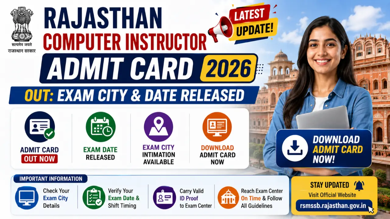 Rajasthan Computer Instructor Admit Card 2026 Out: Exam City & Date Released banner