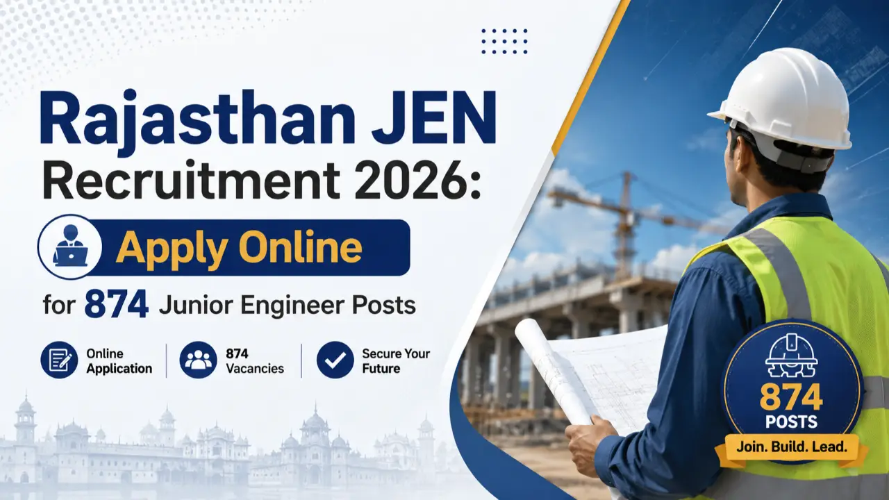 Rajasthan JEN Recruitment 2026: Apply Online for 874 Junior Engineer Posts banner