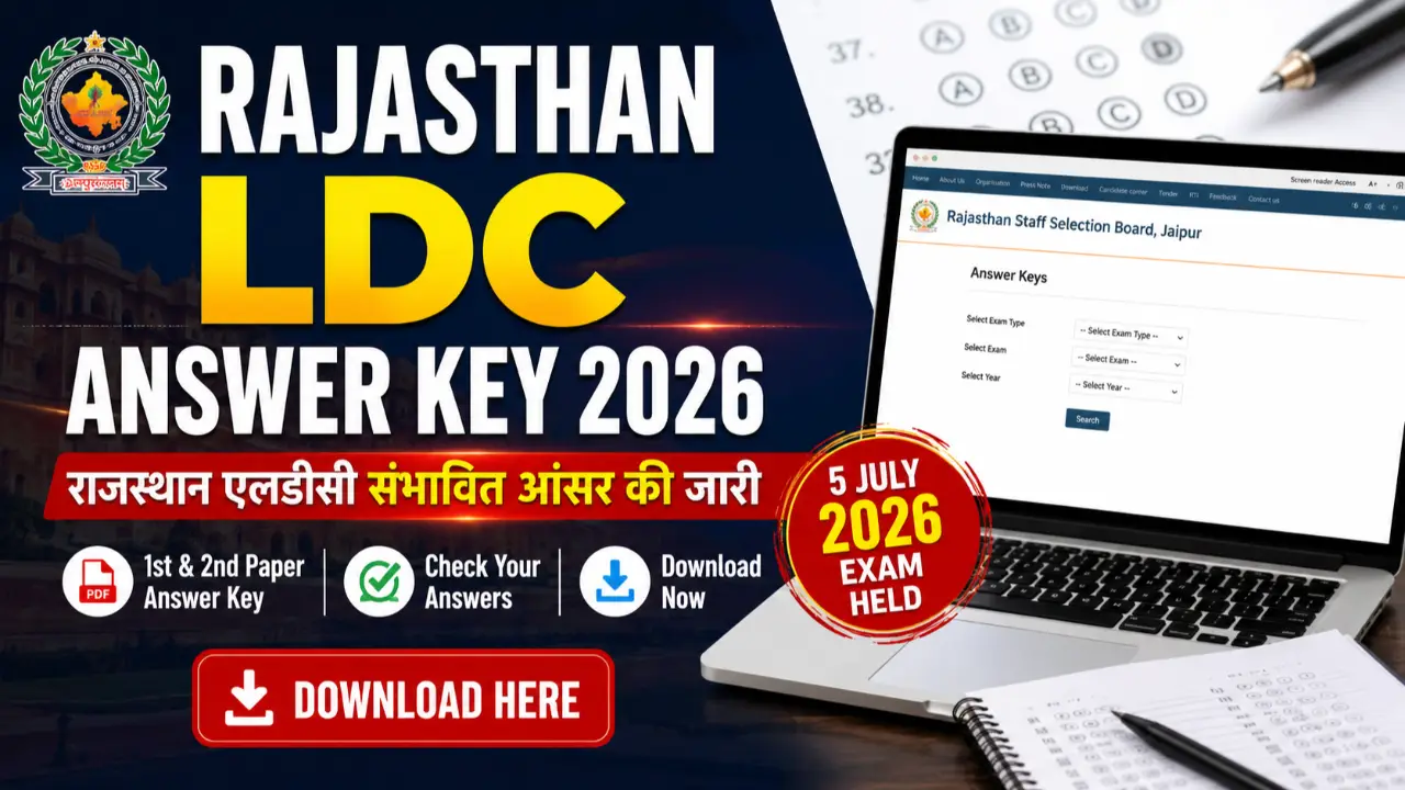 Rajasthan LDC Answer Key 2026 PDF: Official & Unofficial Answer Key, Question Paper Download banner