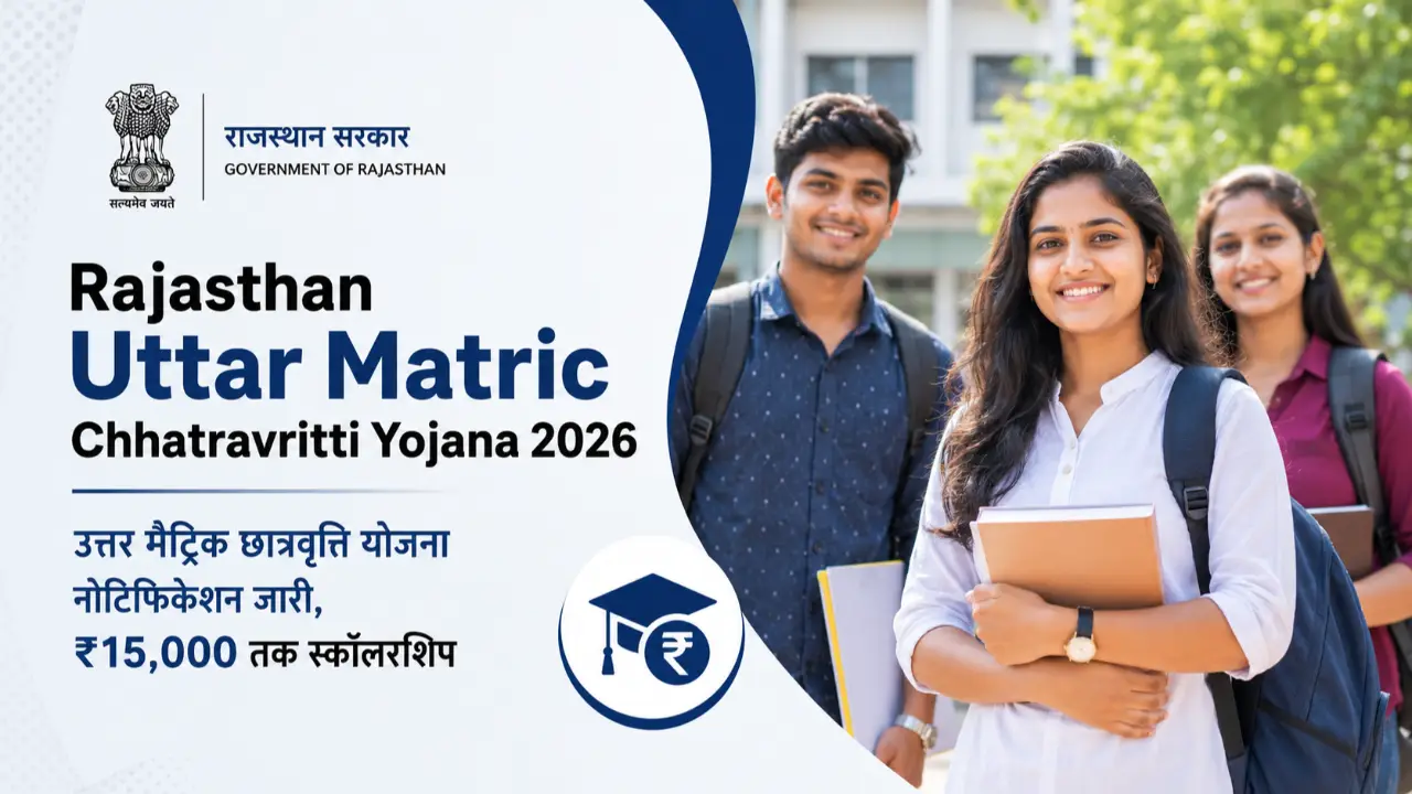 Rajasthan Uttar Matric Chhatravritti Yojana 2026: उत्तर मैट्रिक छात्रवृत्ति योजना नोटिफिकेशन जारी banner
