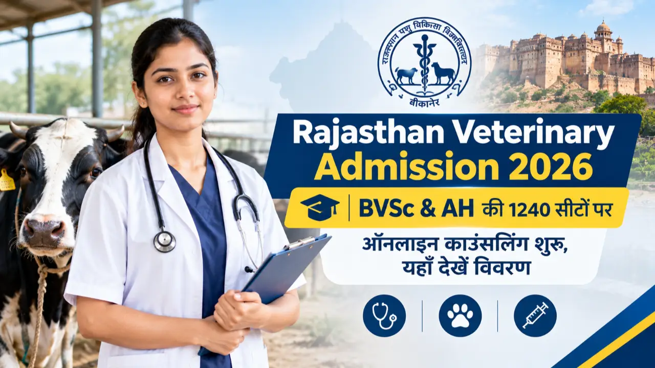 Rajasthan Veterinary Admission 2026: BVSc & AH की 1240 सीटों पर ऑनलाइन काउंसलिंग शुरू, यहाँ देखें banner