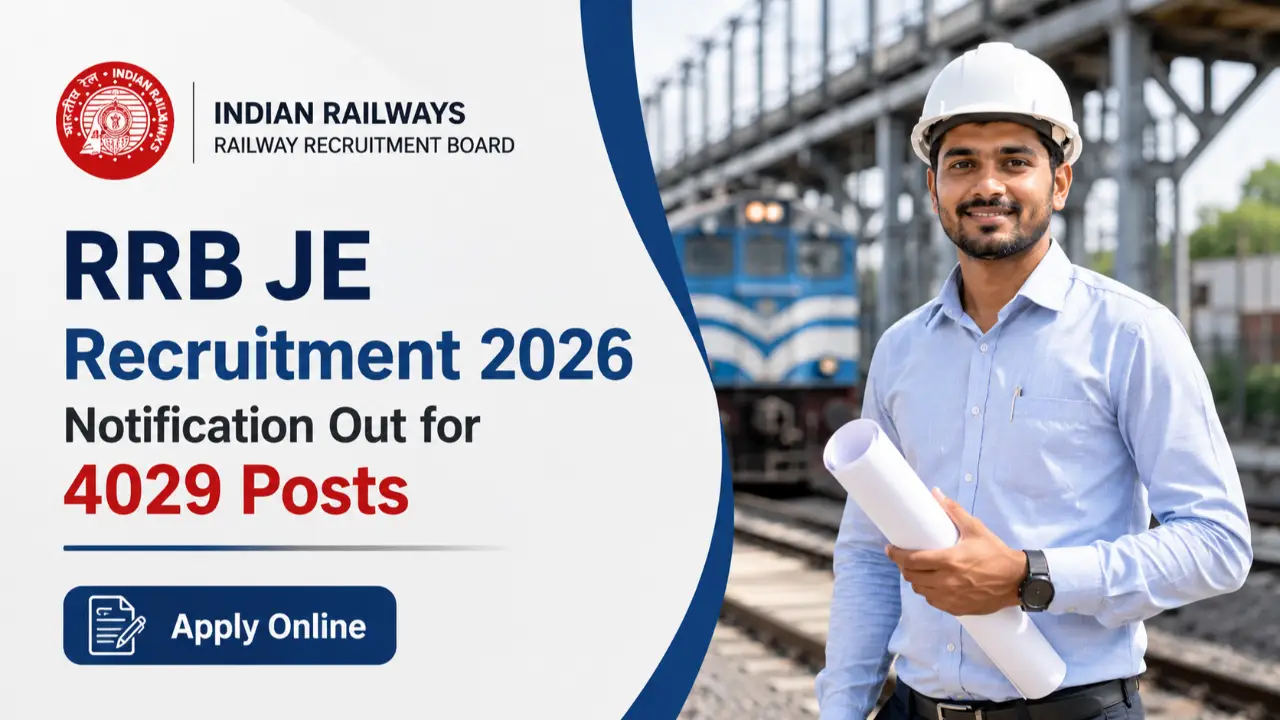 RRB JE Recruitment 2026 Notification Out for 4029 Posts: Apply Online banner - Engineering Govt Jobs 2026: AE & JE Vacancies, GATE PSU, Salary & Selection