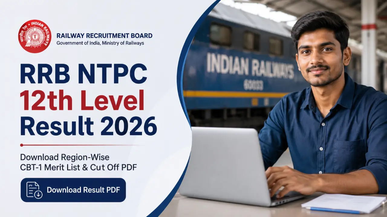 RRB NTPC 12th Level Result 2026: Download Region-Wise CBT-1 Merit List & Cut Off PDF banner