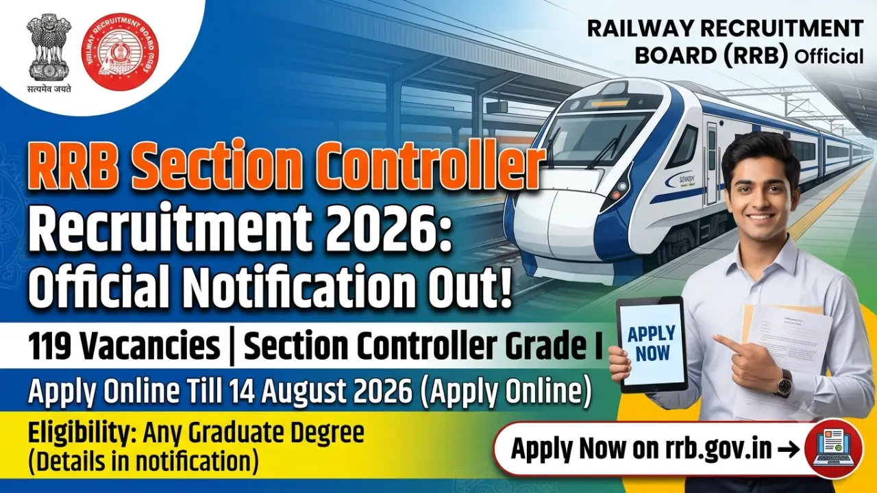 RRB Section Controller Recruitment 2026 Notification Out for 119 Posts, Apply Online Till 14 August banner