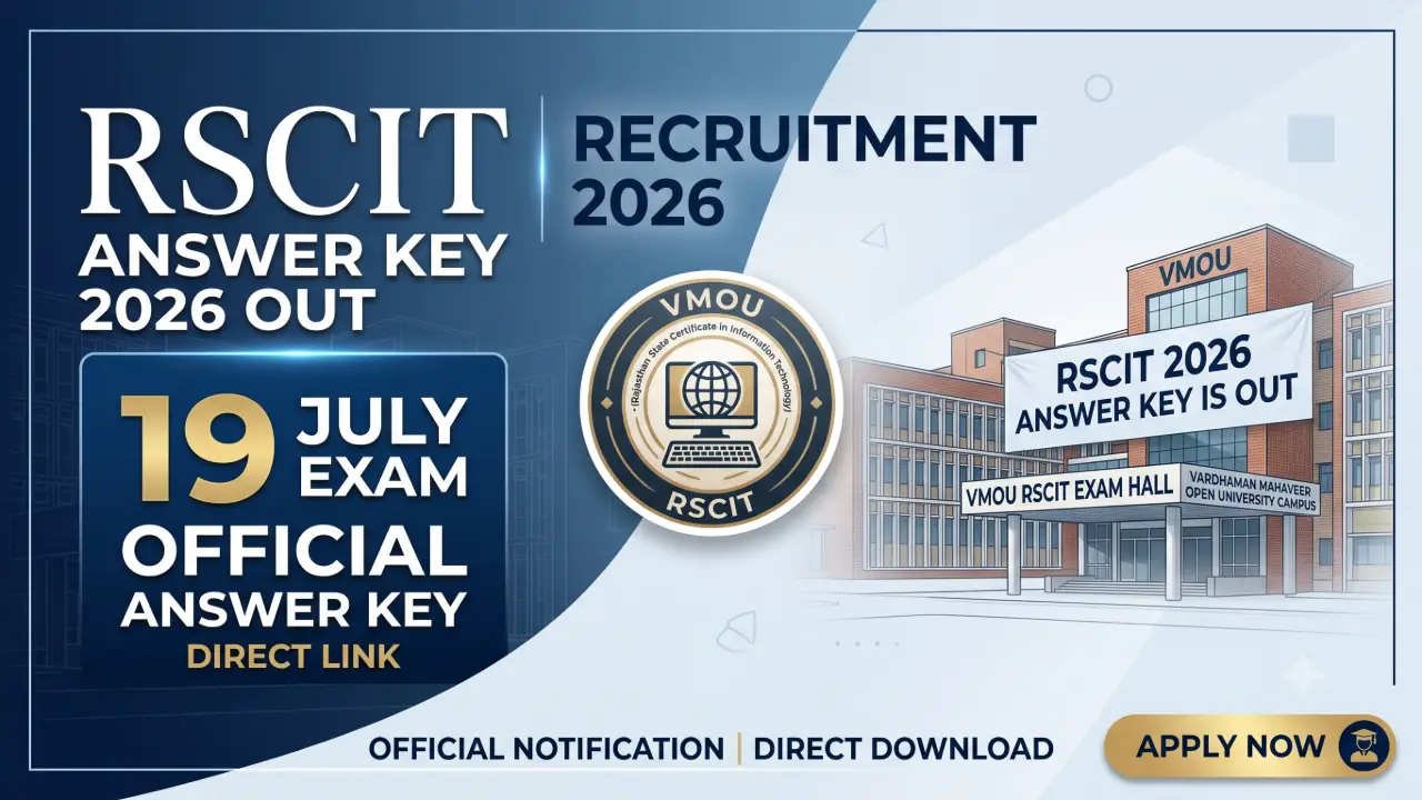 RSCIT Answer Key 2026 Out: VMOU 19 July Exam Official Answer Key Direct Link banner