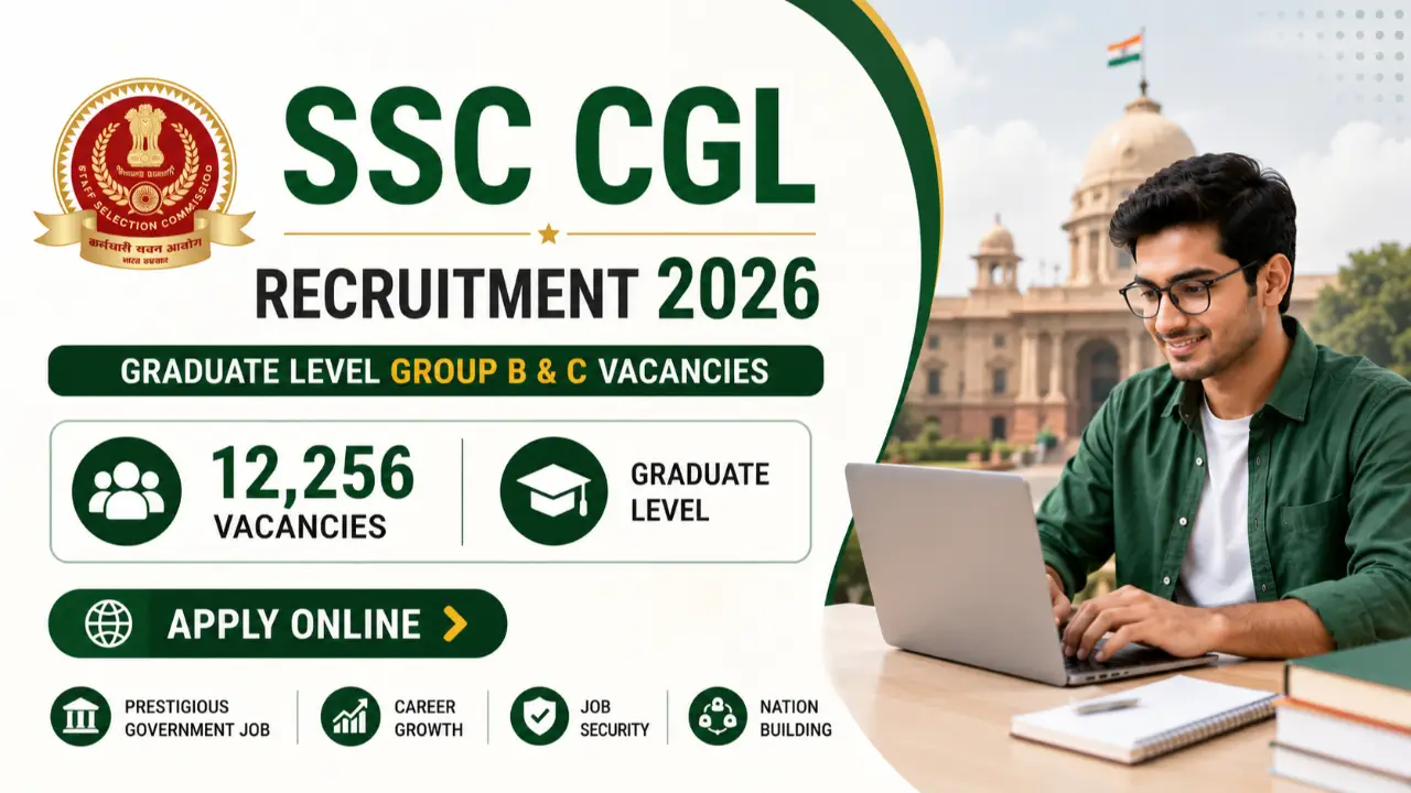 SSC CGL Recruitment 2026: Apply Online for 12,256 Graduate Level Group B & C Vacancies banner