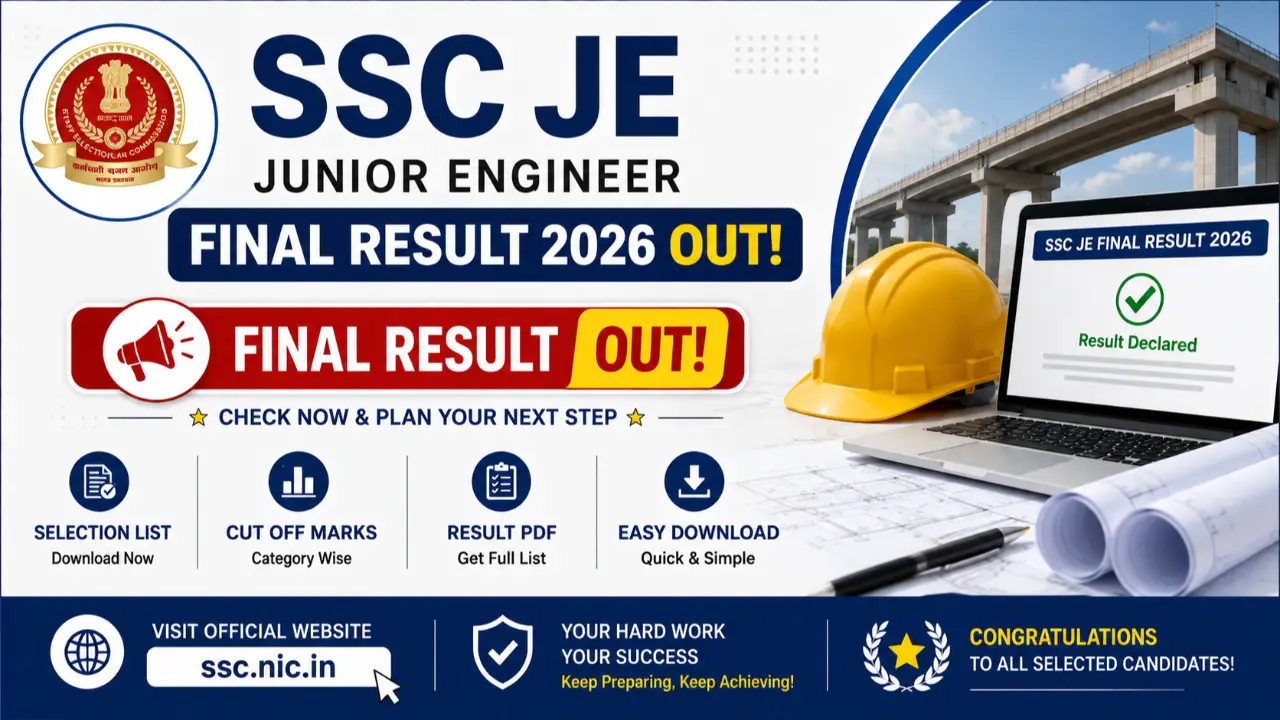 SSC JE Final Result 2026 Out: Download Selection List & Cut Off Marks banner
