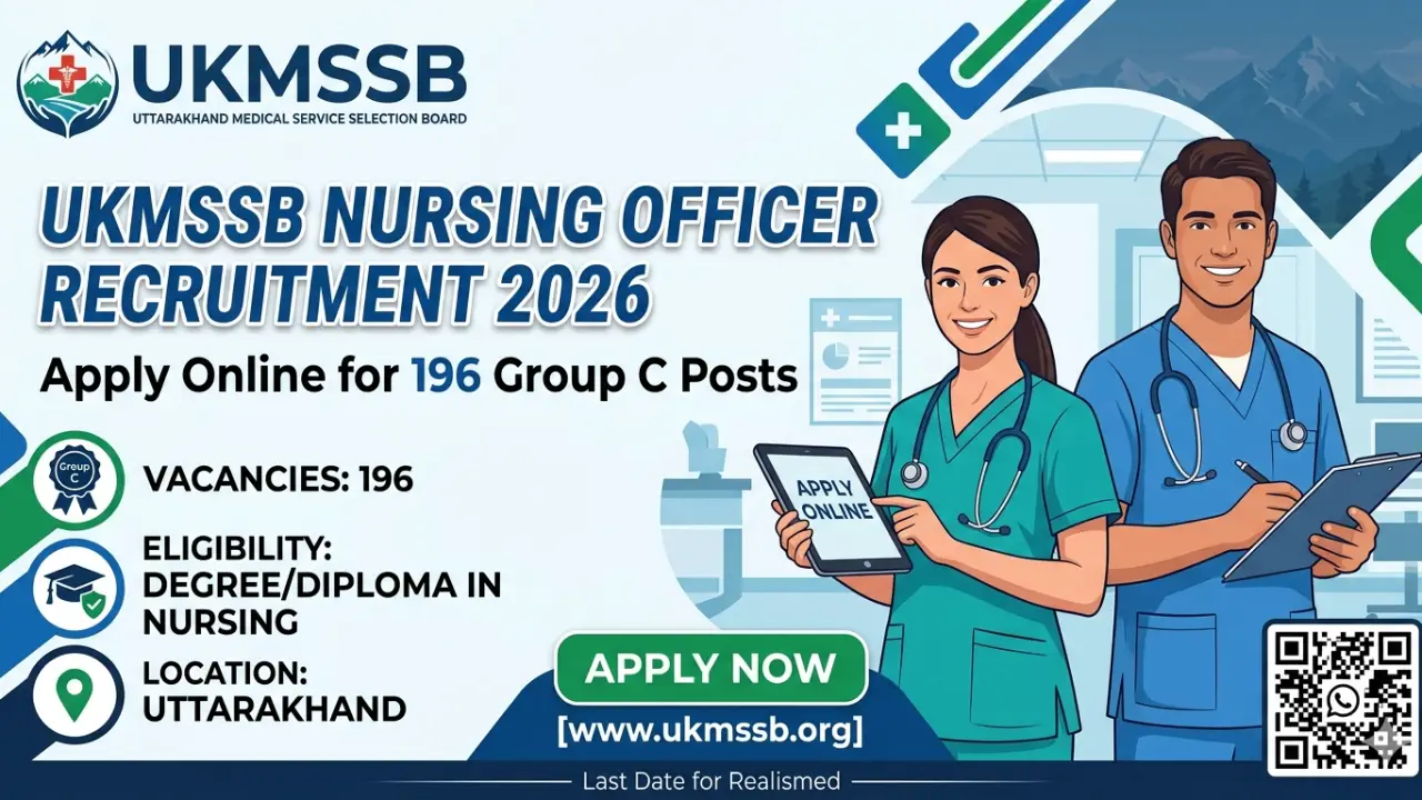 UKMSSB Nursing Officer Recruitment 2026: Apply Online for 196 Group C Posts banner
