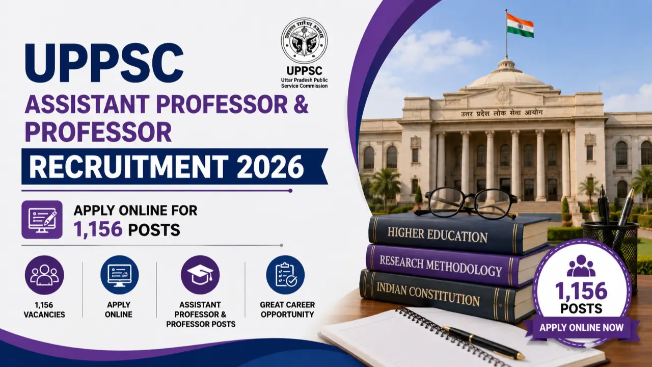 UPPSC Assistant Professor & Professor Recruitment 2026: Apply Online for 1,156 Posts banner