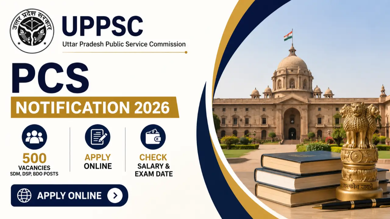 UPPSC PCS Notification 2026: Apply Online for 500 SDM, DSP, BDO Posts, Check Salary & Exam Date banner